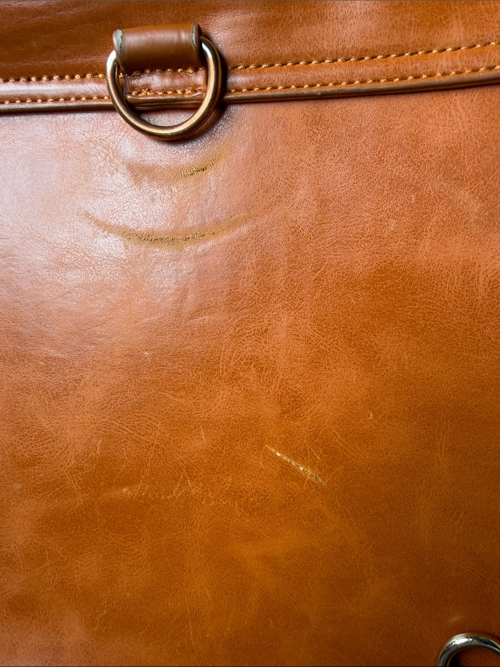 Vintage Tan Leather Crossbody Satchel -Bags - Picture 10 of 16